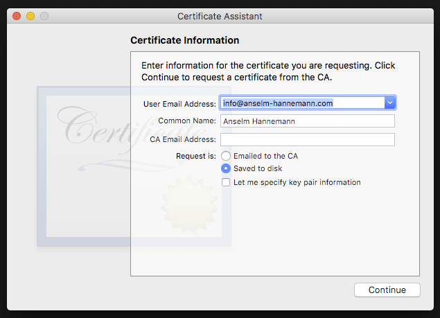 setting up certificates for email encryption on mac